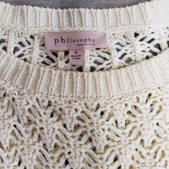Philosophy Republic Clothing Womens Ivory Crochet Sweater Top Size S - Picture 2 of 6